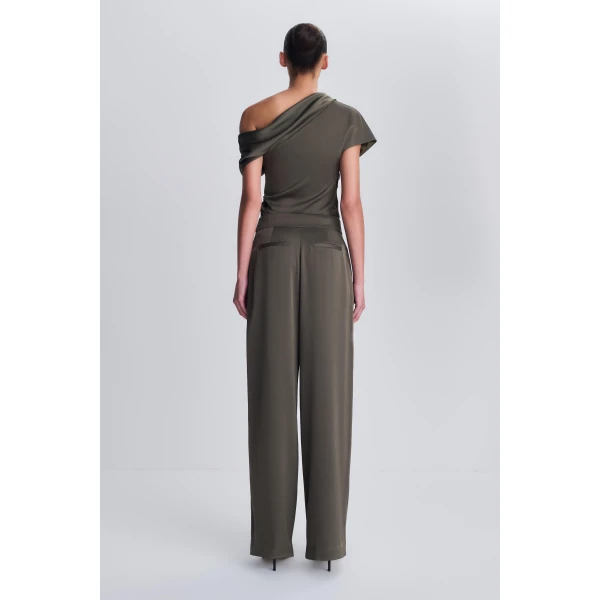Kyra Satin Pant in Dark Olive - Image 5