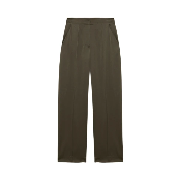 Kyra Satin Pant in Dark Olive