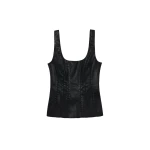 SIMKHAI Lachlan Coated Denim Bustier Top in Coated Black