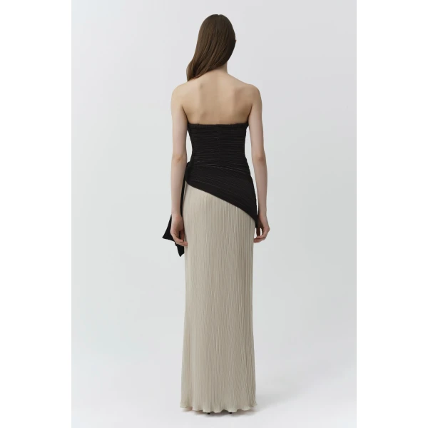 Laia Plisse Bustier Gown in Black Multi - Image 5