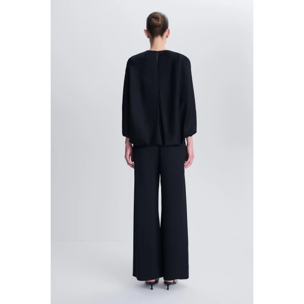 Lauren Satin Cape Top in Black - Image 5