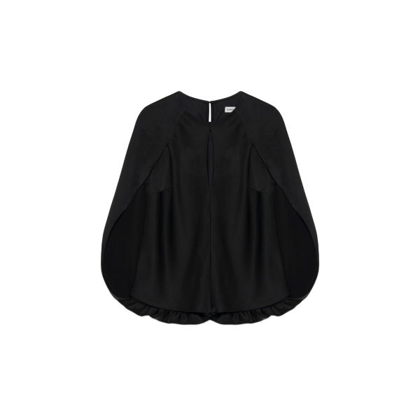 SIMKHAI Lauren Satin Cape Top in Black