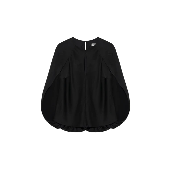 Lauren Satin Cape Top in Black