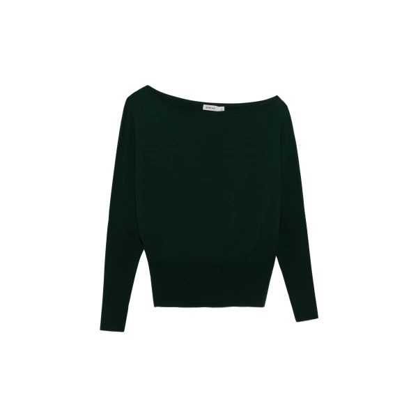 SIMKHAI Lavina Off Shoulder Knit Sweater in Everglade