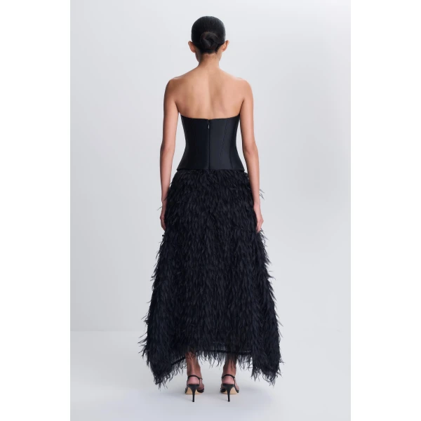 SIMKHAI Leanna Featherlike Organza Gown in Black