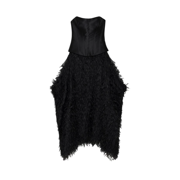 Leanna Featherlike Organza Gown in Black