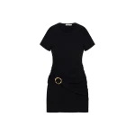 SIMKHAI Leni Draped Knit Mini Dress in Black
