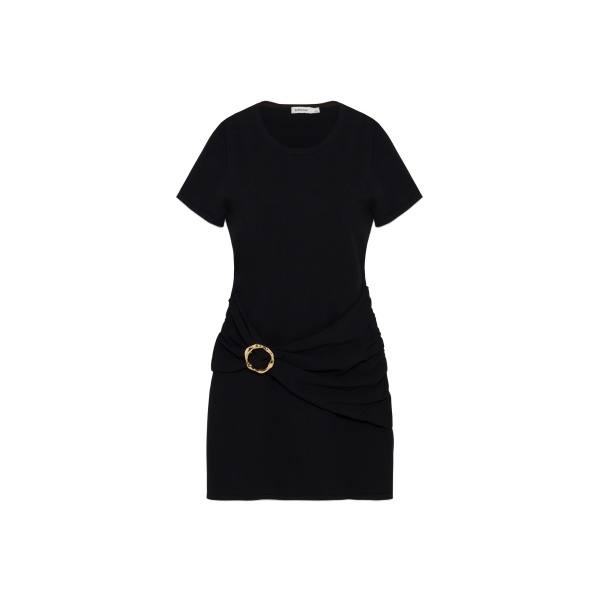 SIMKHAI Leni Draped Knit Mini Dress in Black