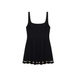 SIMKHAI Lindley Studded Linen Midi Dress in Black