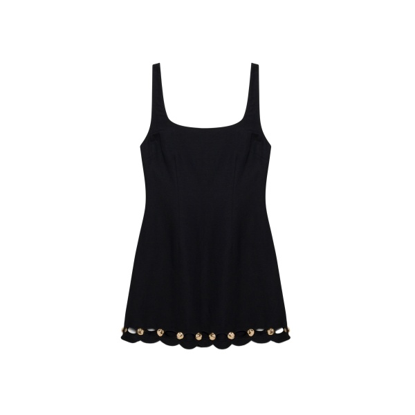 SIMKHAI Lindley Studded Linen Midi Dress in Black