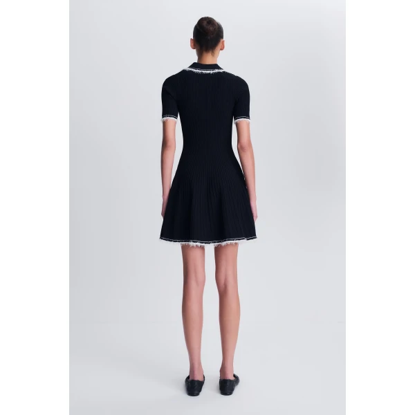 Linnea Compact Knit Mini Dress in Black - Image 5