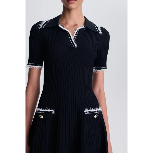 Linnea Compact Knit Mini Dress in Black - Image 6