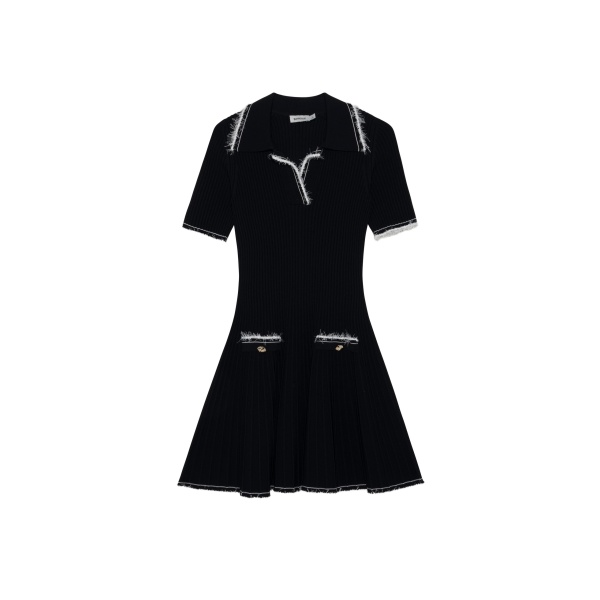 SIMKHAI Linnea Compact Knit Mini Dress in Black