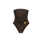 SIMKHAI Lorena Shell Strapless One Piece in Chocolate