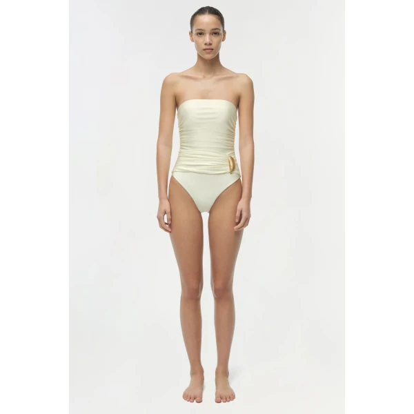 Lorena Shell Strapless One Piece in Porcelain - Image 6