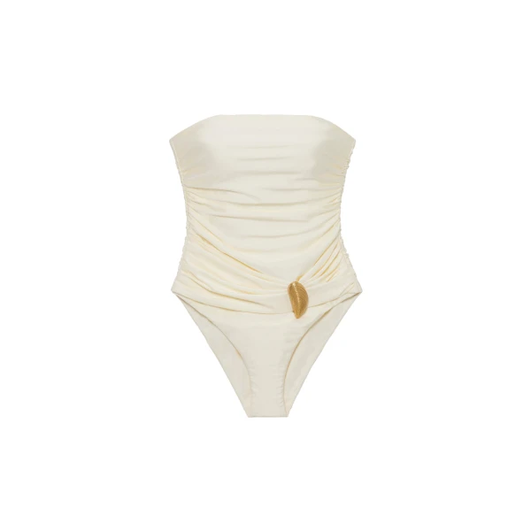 Lorena Shell Strapless One Piece in Porcelain
