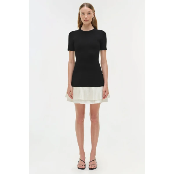 Lorin Taffeta Knit Midi Dress in Black Multi - Image 6