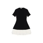 SIMKHAI Lorin Taffeta Knit Midi Dress in Black Multi