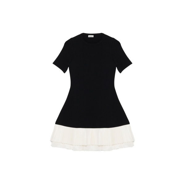 SIMKHAI Lorin Taffeta Knit Midi Dress in Black Multi