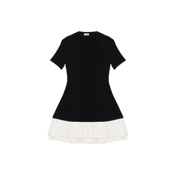 Lorin Taffeta Knit Midi Dress in Black Multi