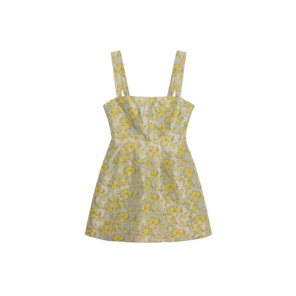 Lydia Jacquard Mini Dress in Buttercream