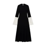 SIMKHAI Maelle Taffeta Knit Midi Dress in Black Multi