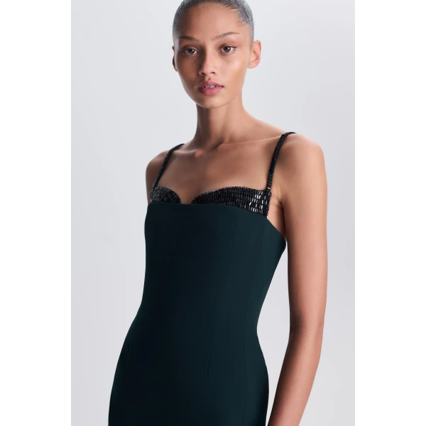 Maeva Embellished Bustier Mini Dress in Dark Spruce - Image 6