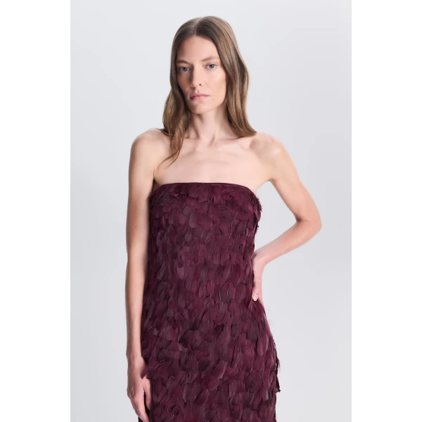 SIMKHAI Malvina Feather Gown in Fig