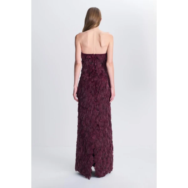 SIMKHAI Malvina Feather Gown in Fig