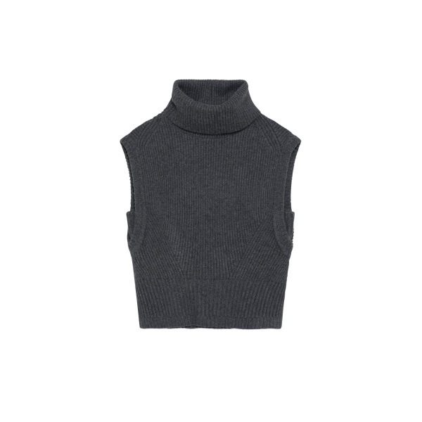 SIMKHAI Maple Knit Top in Charcoal Melange