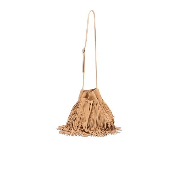 SIMKHAI Marena Suede Fringe Crossbody in Light Camel
