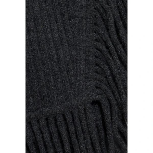 Margot Knit Fringe Mini Dress in Dark Charcoal Melange - Image 6