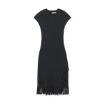 SIMKHAI Margot Knit Fringe Mini Dress in Dark Charcoal Melange