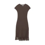 SIMKHAI Margot Knit Fringe Mini Dress in Mushroom Melange