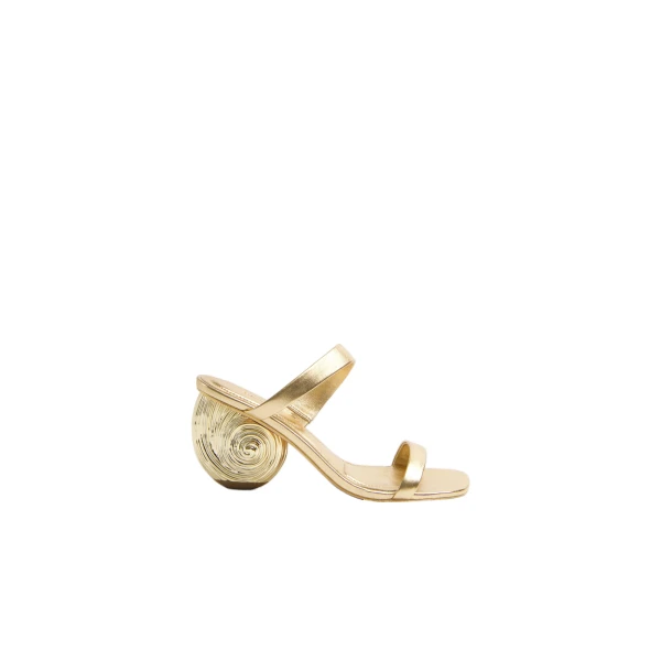 Marion Metallic Leather Shell Heel in Gold