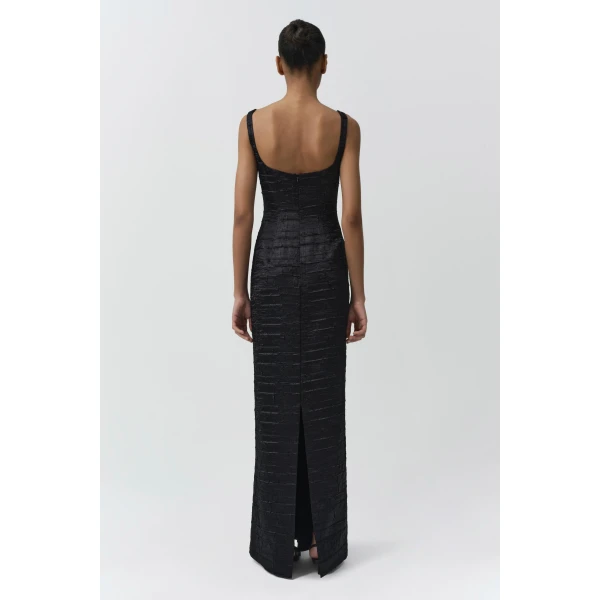 Martina Embellished Satin Gown in Black - Image 5
