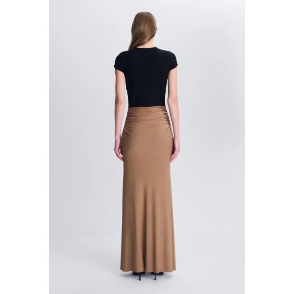 Matilde Draped Jersey Gown in Black Multi - Image 5