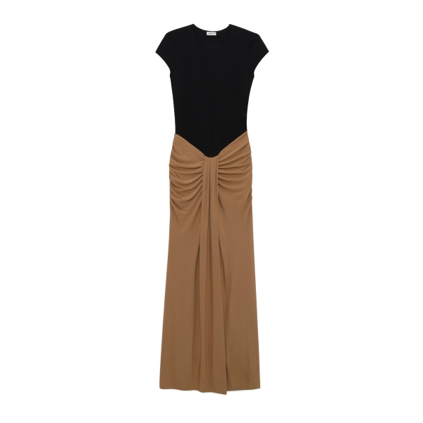 SIMKHAI Matilde Draped Jersey Gown in Black Multi