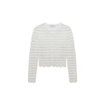 SIMKHAI Maxime Wavy Knit Cardigan in Ivory