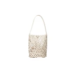 SIMKHAI Mccall Laser Cut Leather Bucket Bag in Cream