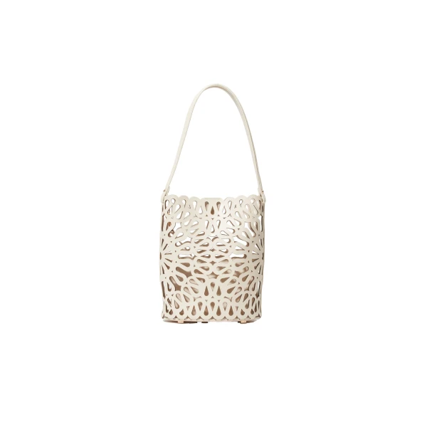 SIMKHAI Mccall Laser Cut Leather Bucket Bag in Cream