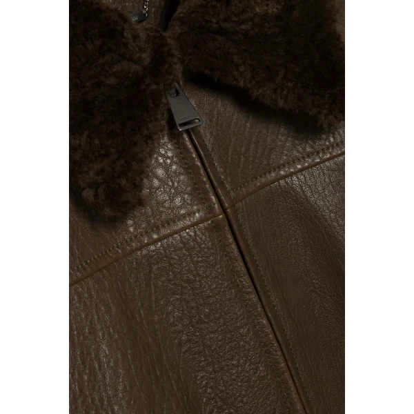 Mel Leather Jacket in Olive - Image 6