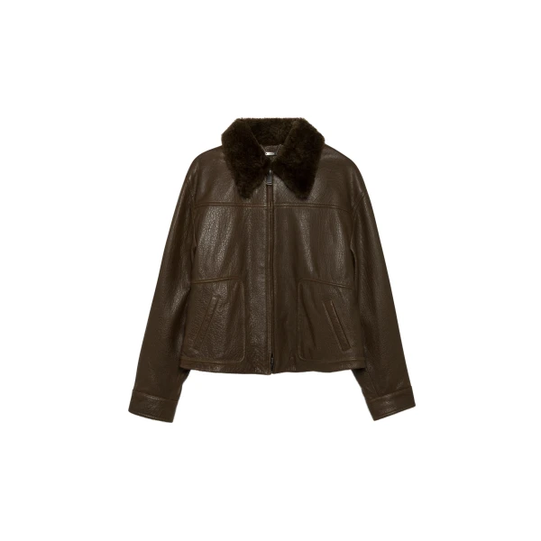 SIMKHAI Mel Leather Jacket in Olive