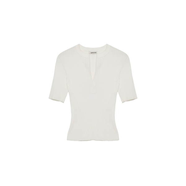 SIMKHAI Miley Knit Top in Ivory