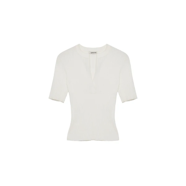 SIMKHAI Miley Knit Top in Ivory