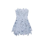 SIMKHAI Miri Embroidered Cotton Bustier Mini Dress in Periwinkle Sky