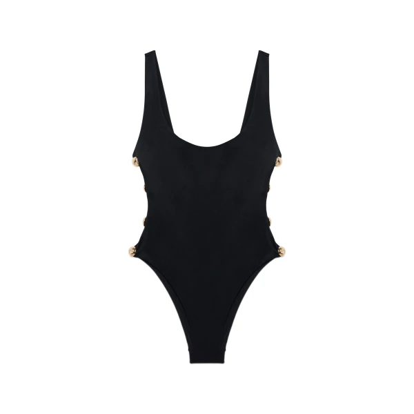 SIMKHAI Mona Studded Scoop Neck One Piece in Black