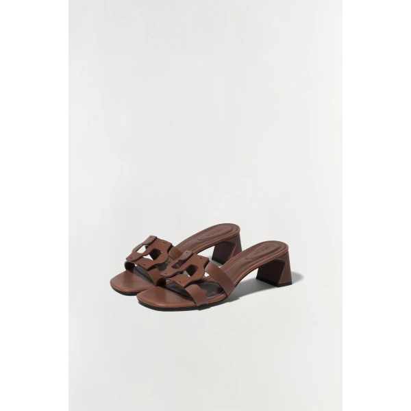 Monogram Block Heel Sandal in Sable - Image 5