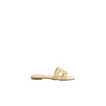 SIMKHAI Monogram Raffia Flat Slide in Natural