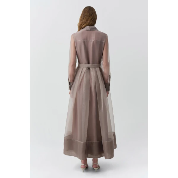 Montgomery Organza Midi Dress in Coffee - Image 5
